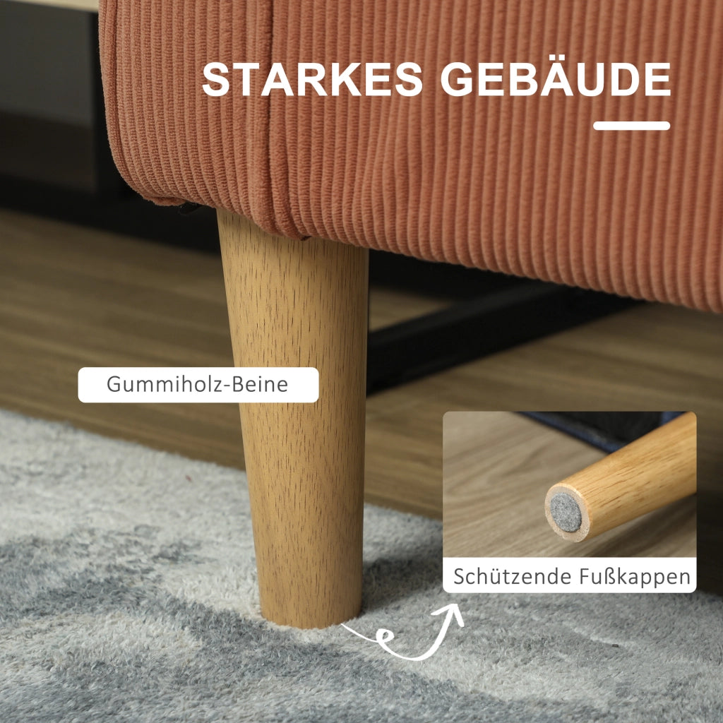 Divano 2 posti con contenitore e gambe in legno massello ¨C Zephmum ¨C 117x63x79 Arancione