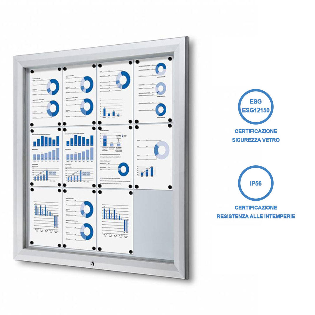 Bacheca da Esterno con Apertura a Ribalta 102,5x106,7x4,7 cm in Alluminio Grigio Chiaro