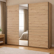 Armadio Camera da Letto Peio, Guardaroba Grande Appendiabiti, 245x217.5h cm Marrone Rovere Nodi