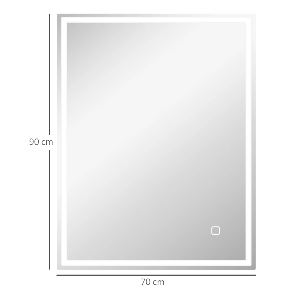 Specchio da Bagno con Luce LED 90x70 cm ¨C zephmum ¨C Argento