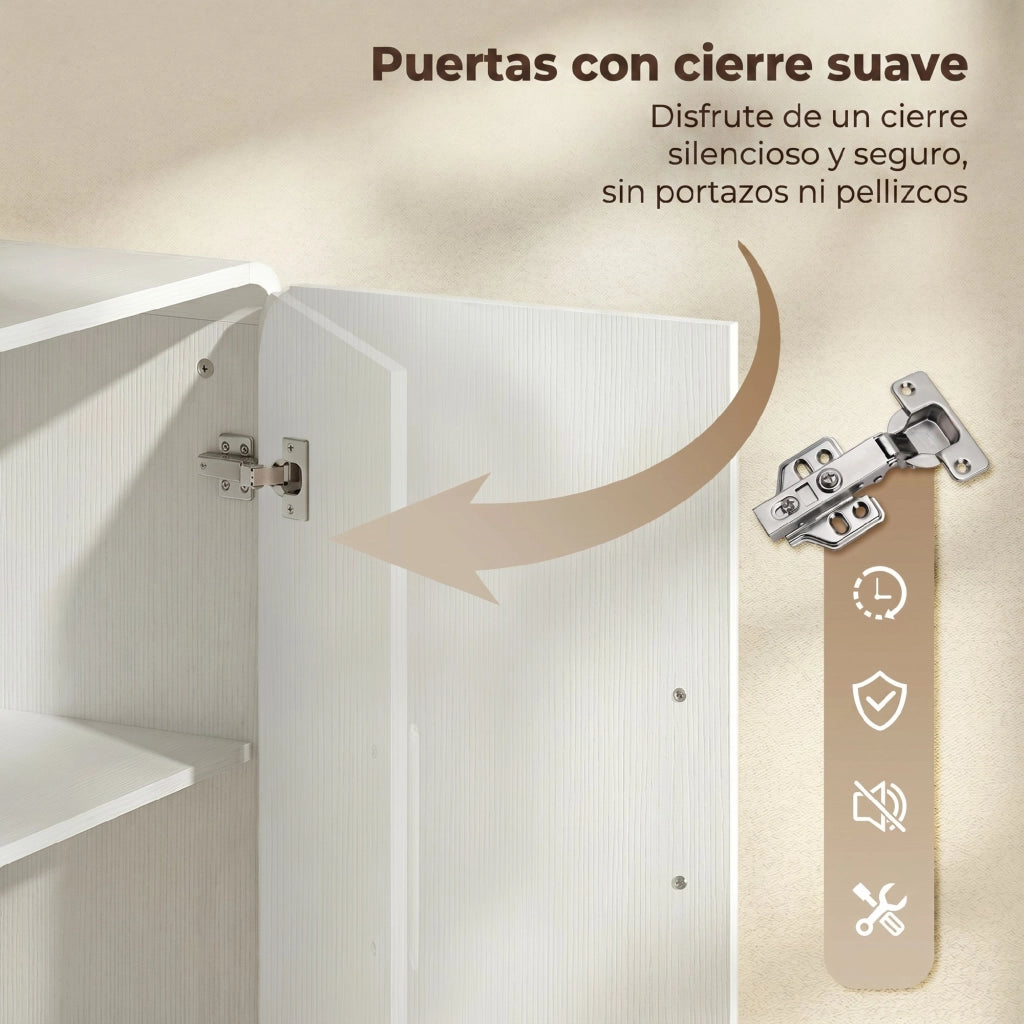 Mobile TV con 4 ante a chiusura morbida e 4 ripiani ¨C Xylo ¨C 152x40x80 cm bianco