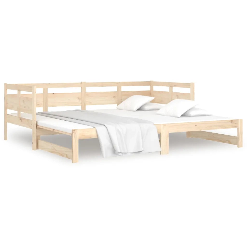 Letto singolo | Letto per adulti | Dormeuse Estraibile in Legno Massello di Pino 2x(80x200) cm