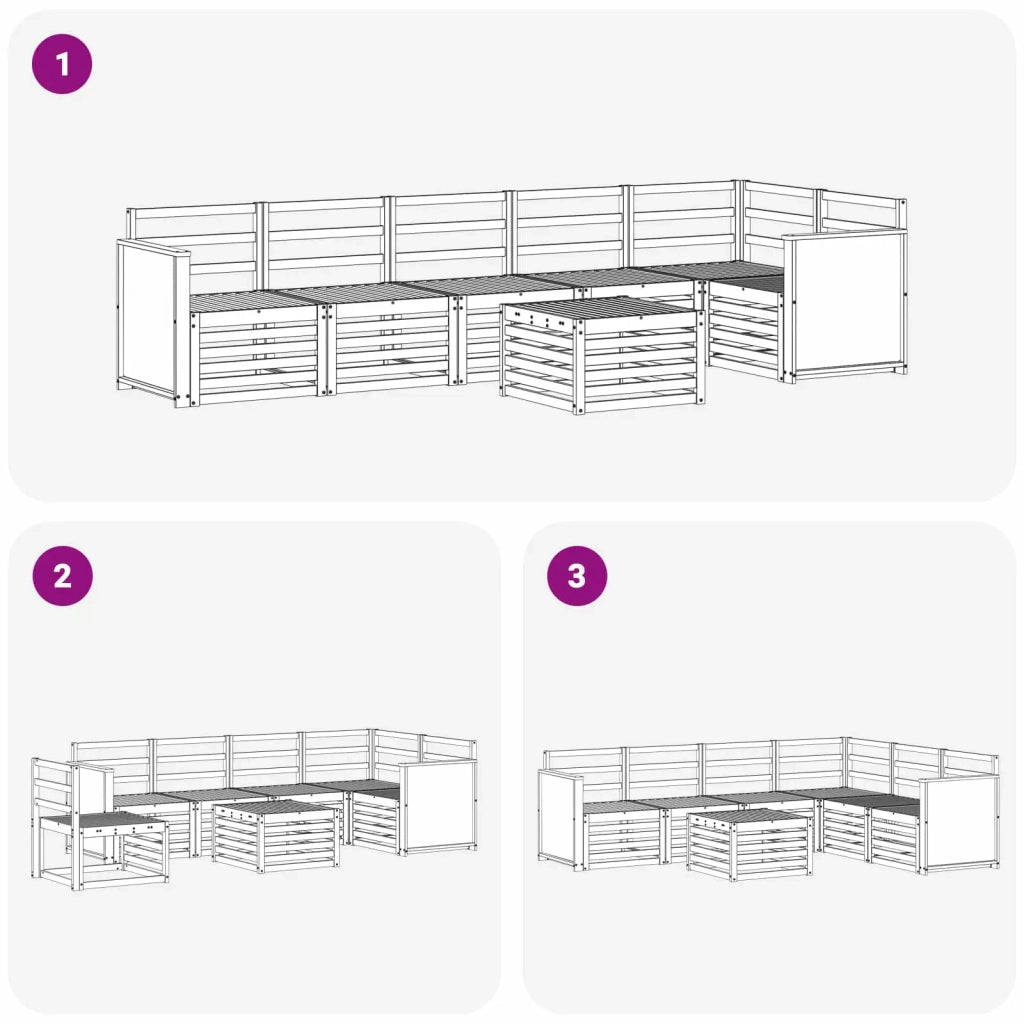 Set divano sezionale 6 pcs Naturale Legno di Acacia Massello