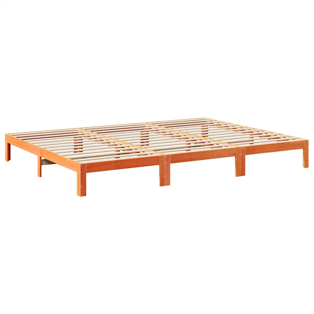 Letto matrimoniale | Letto per adulti | Giroletto Familiare senza Materasso Marrone Cera 240x200 cm