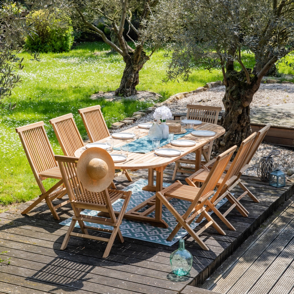 Set di 8 sedie da giardino in teak LOMBOK