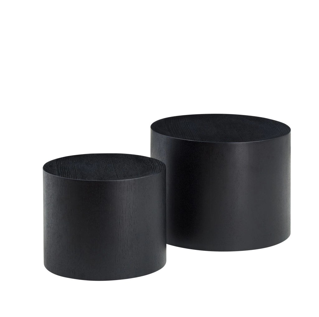 Set di tavolini nesting 2 pezzi in MDF nero, salvaspazio e versatili