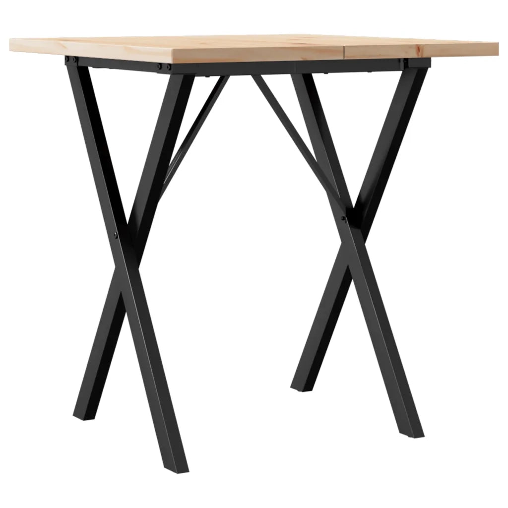 Tavolo da Pranzo Telaio a X 70x70x75,5 cm Legno Pino e Acciaio