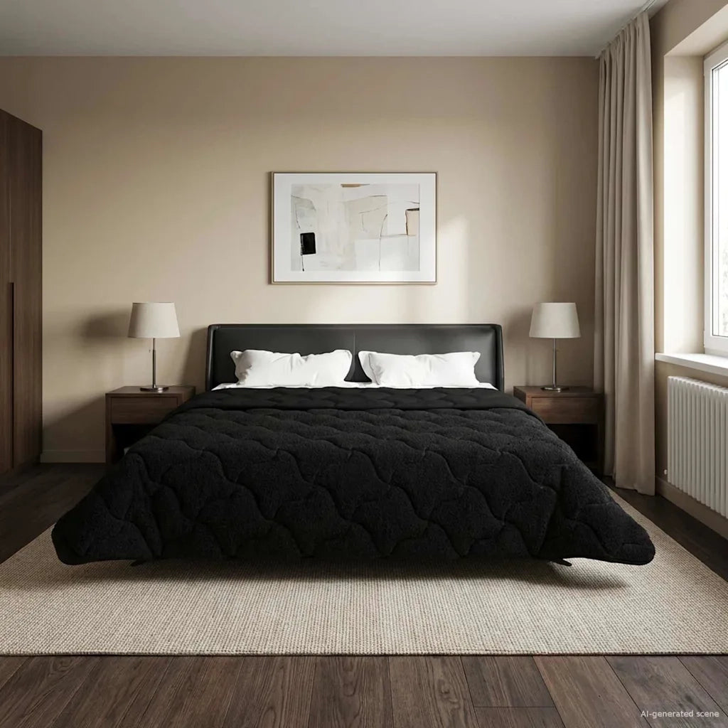 Piumone | Duvet Completo Annuale Trapuntato Nero 220 x 240 cm