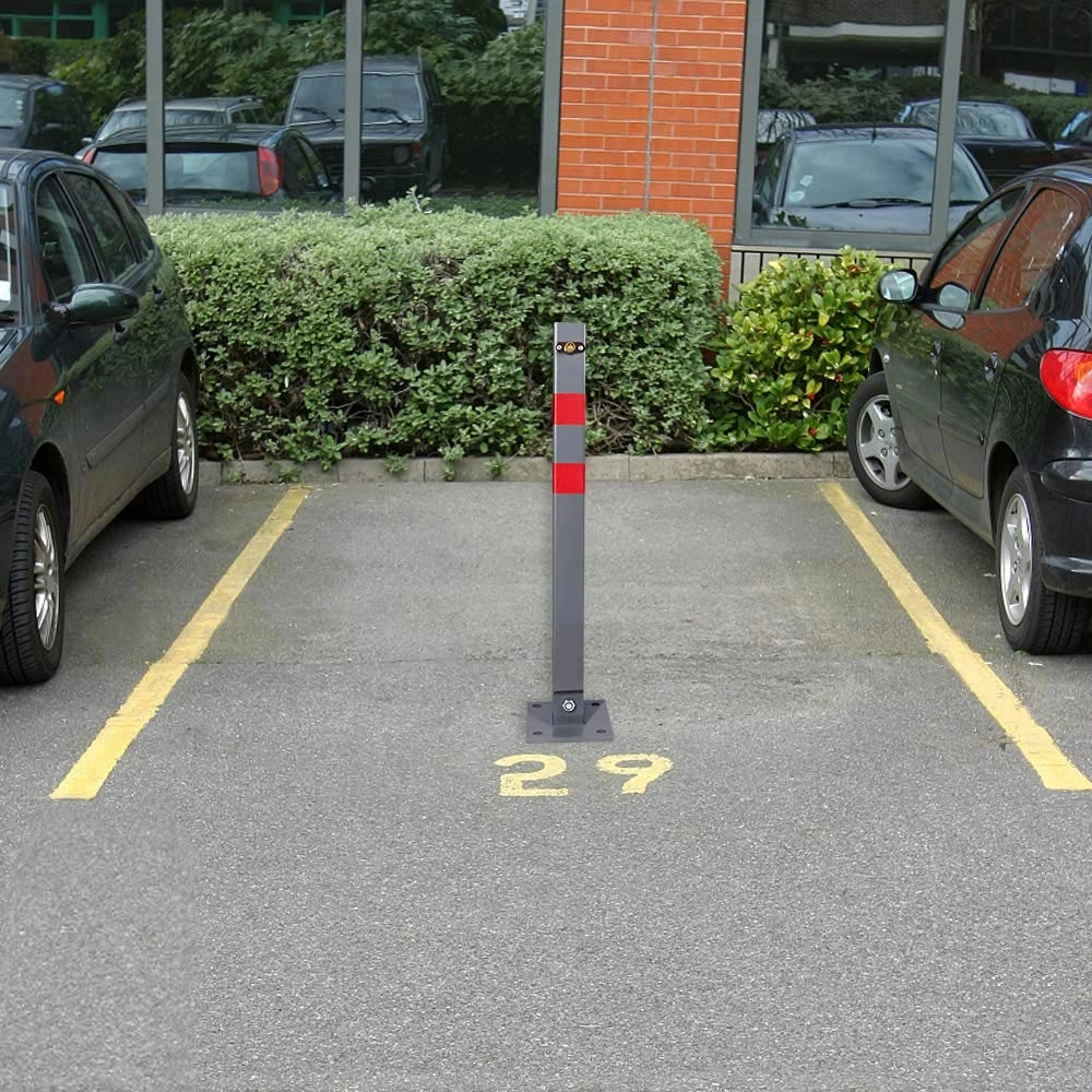 Palo Dissuasore Anti Parcheggio Auto Ribaltabile Quadrato con Chiave Lucchetto
