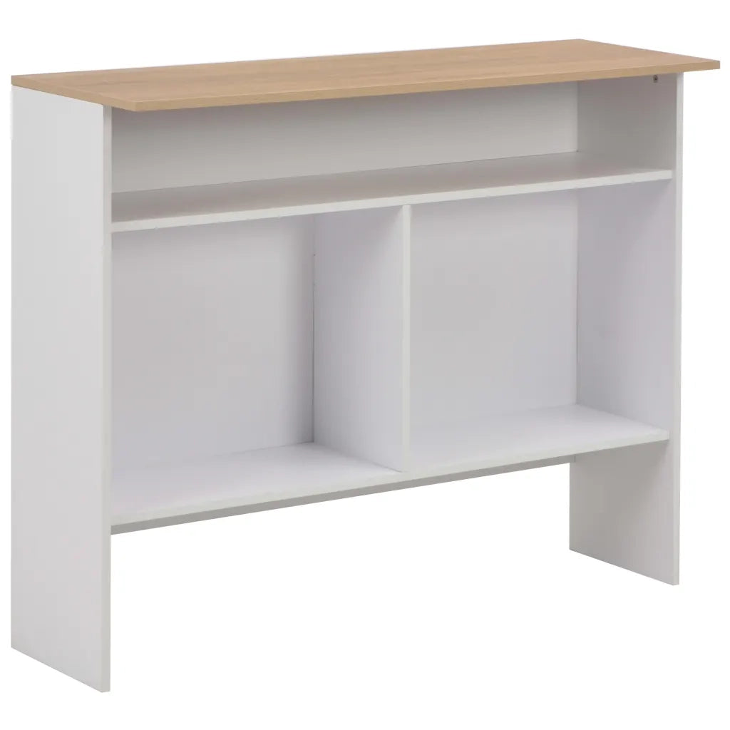 Tavolo da Bar a 2 Livelli Bianco e Rovere 130x40x120 cm cod mxl 77920