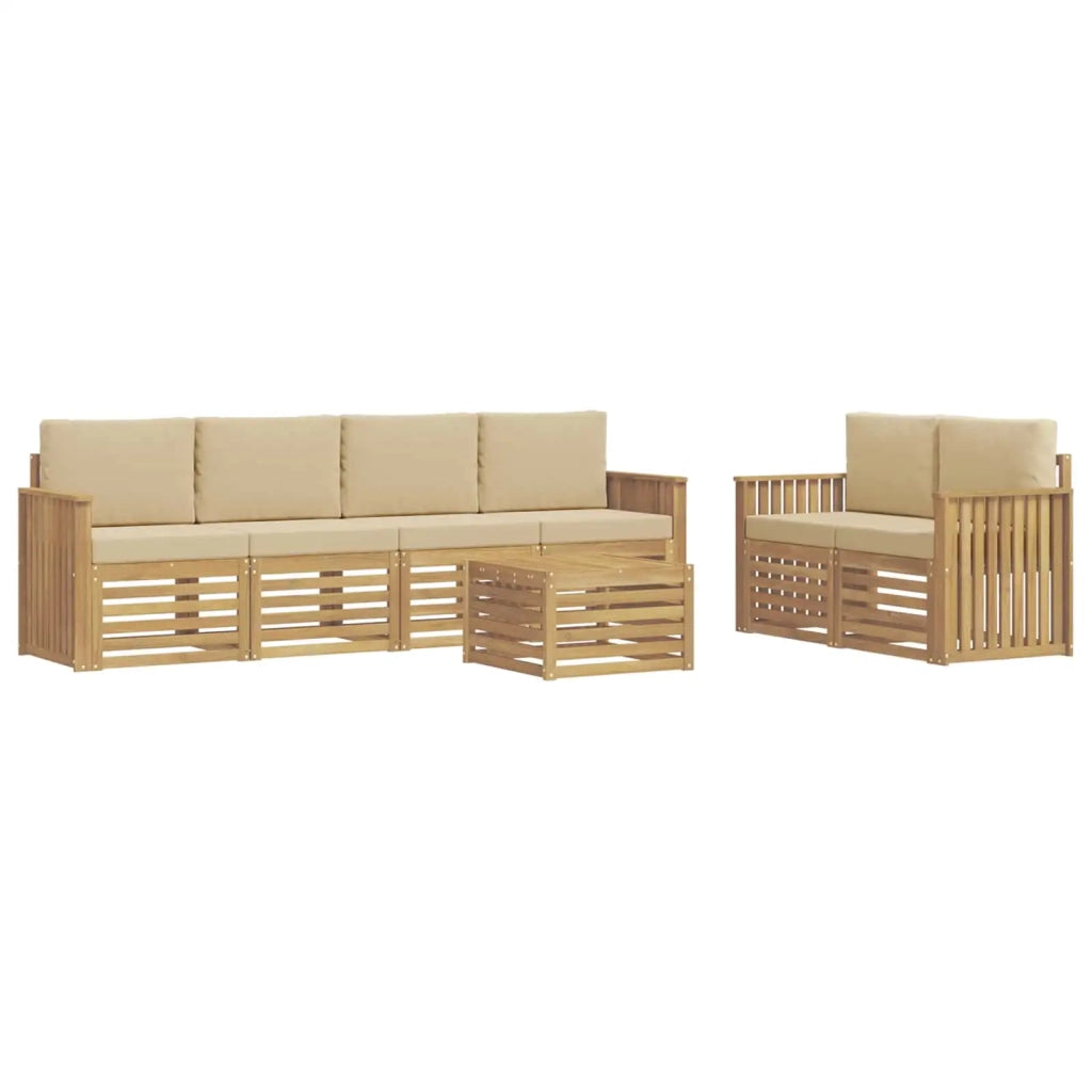 Set di divani da esterno 7 pcs Bianco e Beige Poliestere 3391433