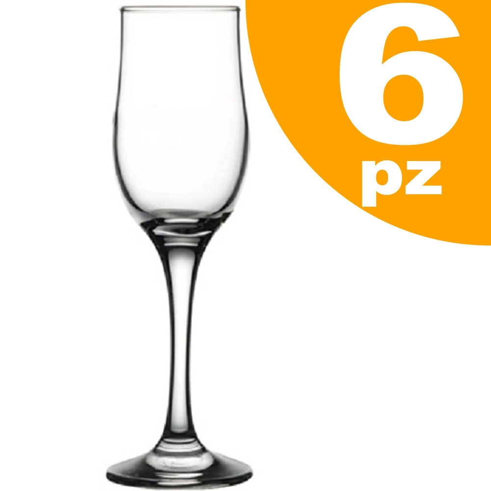 Trade Shop - Set 6pz Calici Calice Tulipe Flute Vetro 20cl Bicchieri Vino Spumante Champagne -