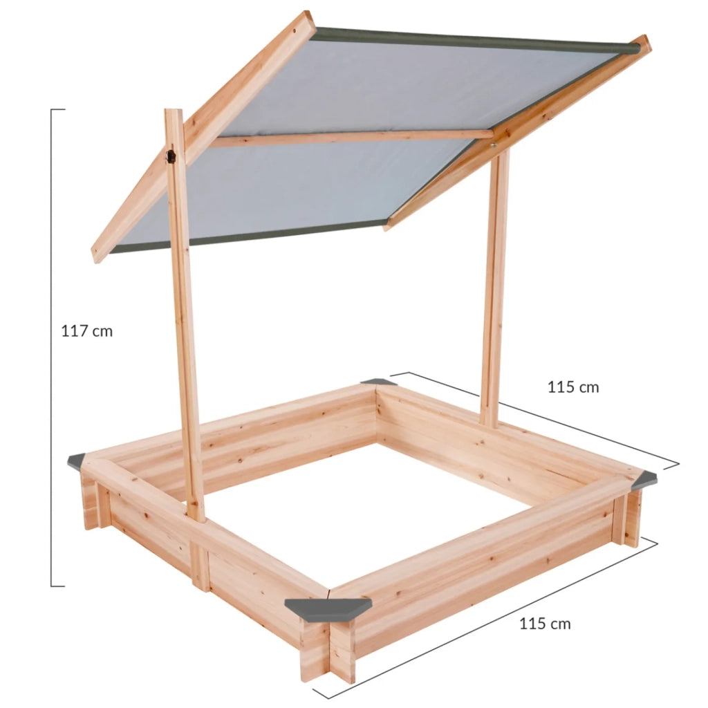 IDMarket - Sabbierra in legno con tetto apribile grigio KIDS