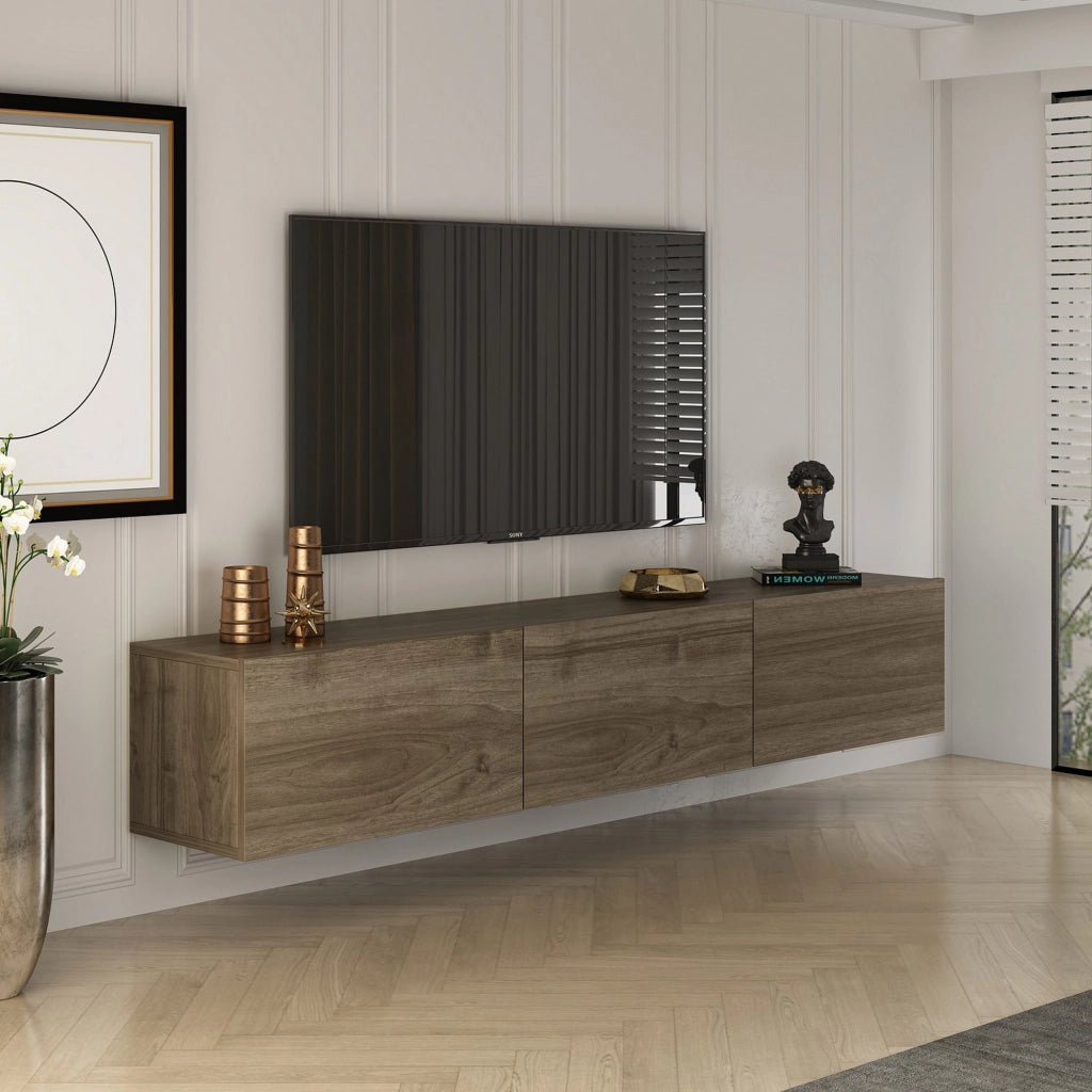 Saonara, Mobile Porta tv 3 Vani, 150x32x30h cm Marrone Noce