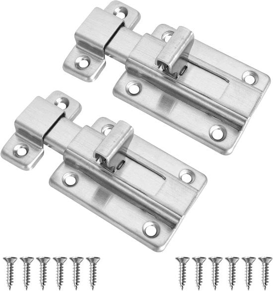 Set di 2 serrature in acciaio inox, 5,1 cm, per porta di giardino, bagno, serra, toilette. Serrature di sicurezza con chiavi.