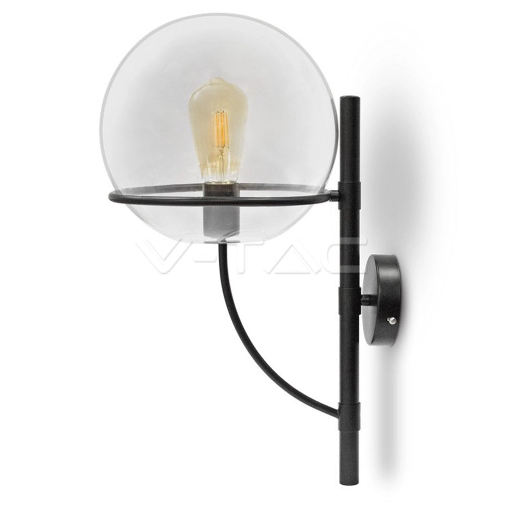 Trade Shop - Lampada Da Parete Applique A Muro Forma Globo Vetro Trasparente Elegante Vt-7226 -