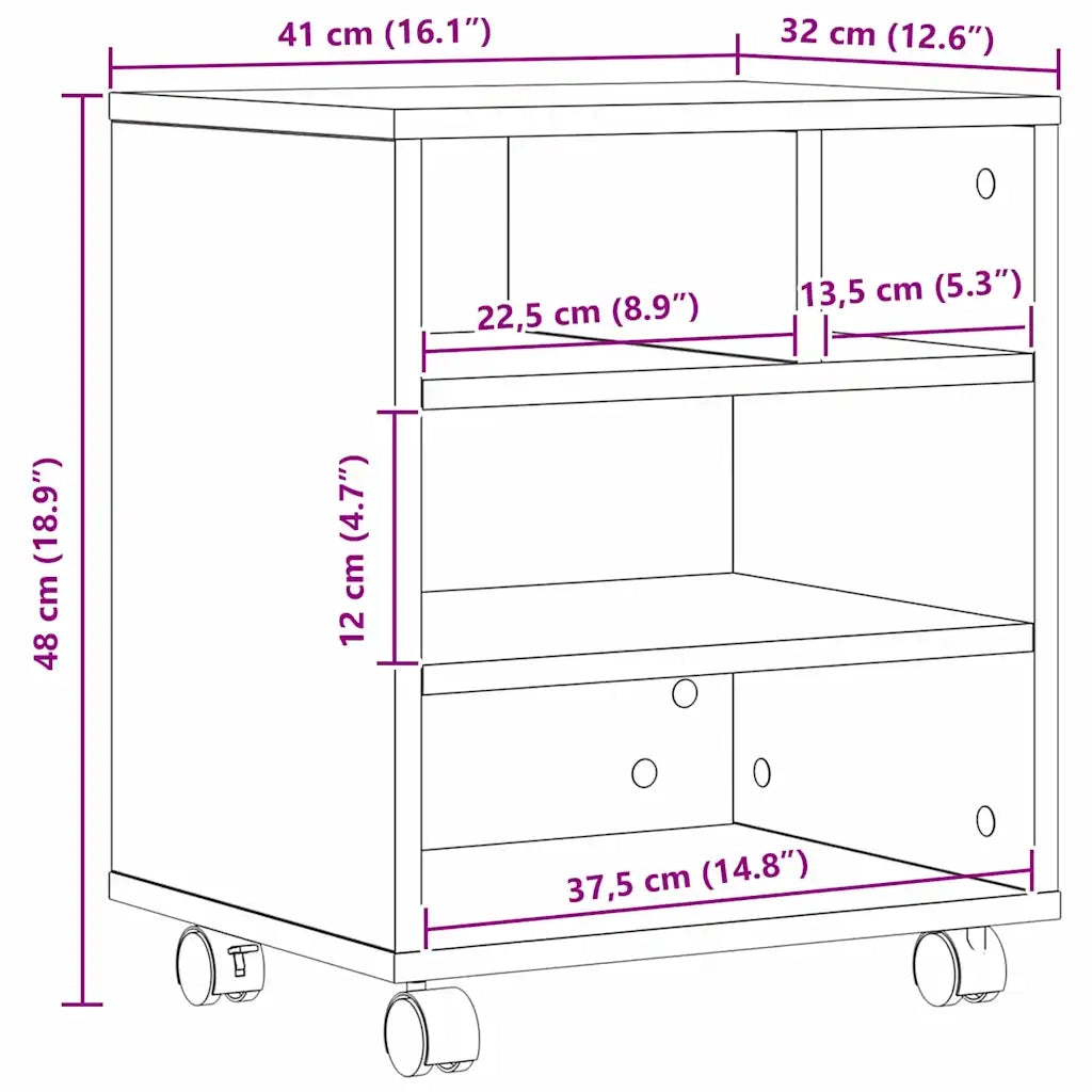 Supporto per Stampante rovere artigianale 41 x 32 x 48 cm 862280