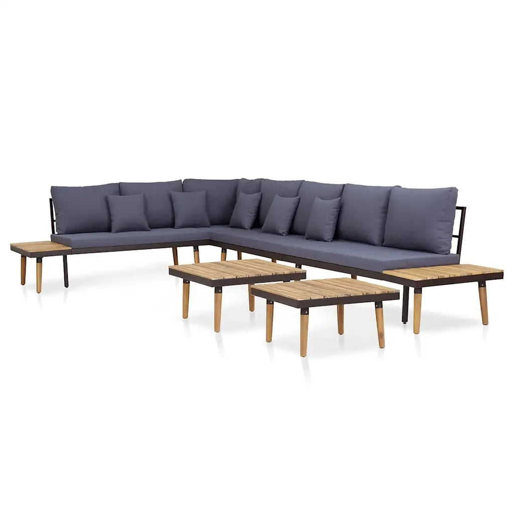 Set Divani da Giardino 7 Posti con Cuscini Legno Acacia Marrone cod mxl 39364