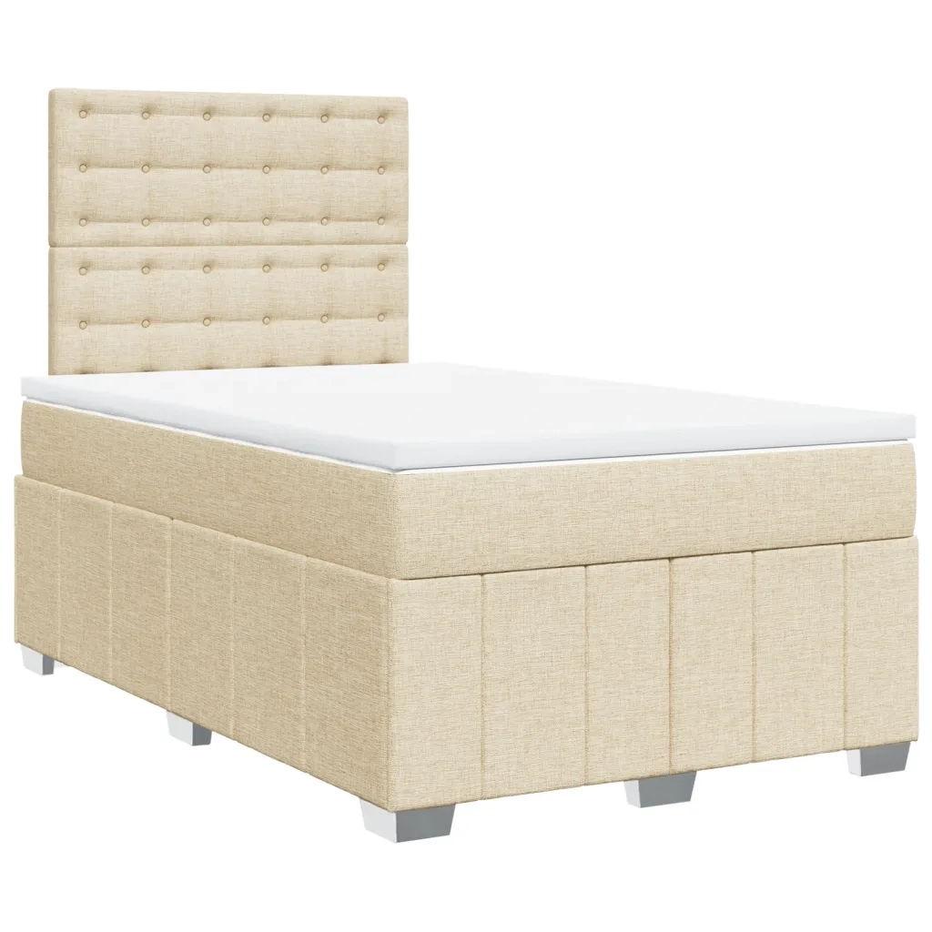 vidaXL Giroletto a Molle con Materasso Crema 120x200 cm in Tessuto