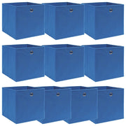 Scatole Portaoggetti con Coperchi 10pz Blu 32x32x32 cm Tessuto 288339