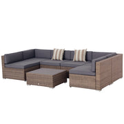 Set Salotto Giardino 7 Pezzi con Divano Modulabile e Tavolino ¨C zephmum ¨C Grigio, Polyrattan
