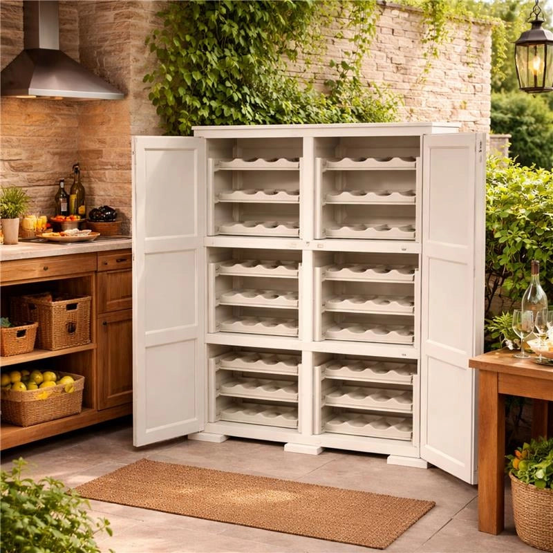 ARMADIO PORTABOTTIGLIE 72 BOTTIGLIE ANGORA 79X43X125 CM CON ANTA LISCIA – CANTINETTA MODERNA CHIUSA PER SOGGIORNO E ZONA PRANZO