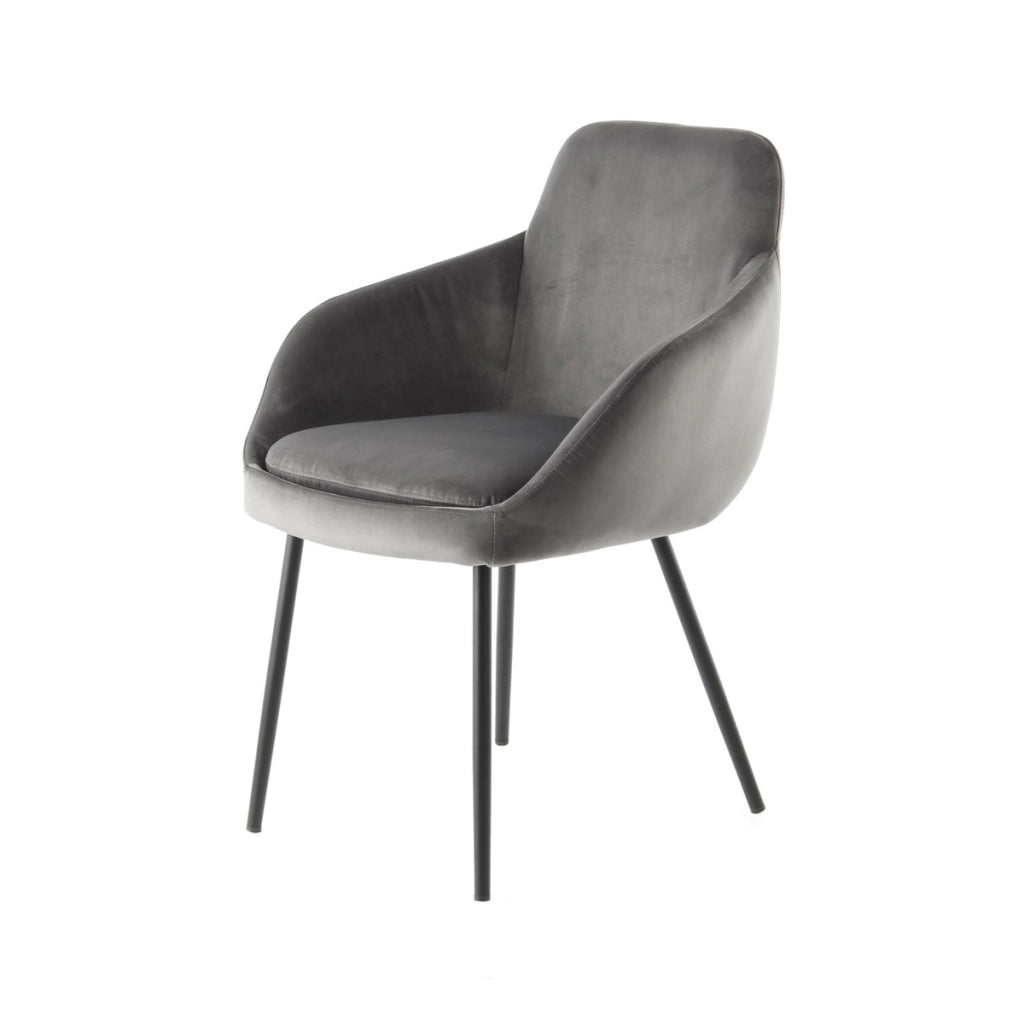 Set di 2 sedie Cobain in velluto grigio con braccioli