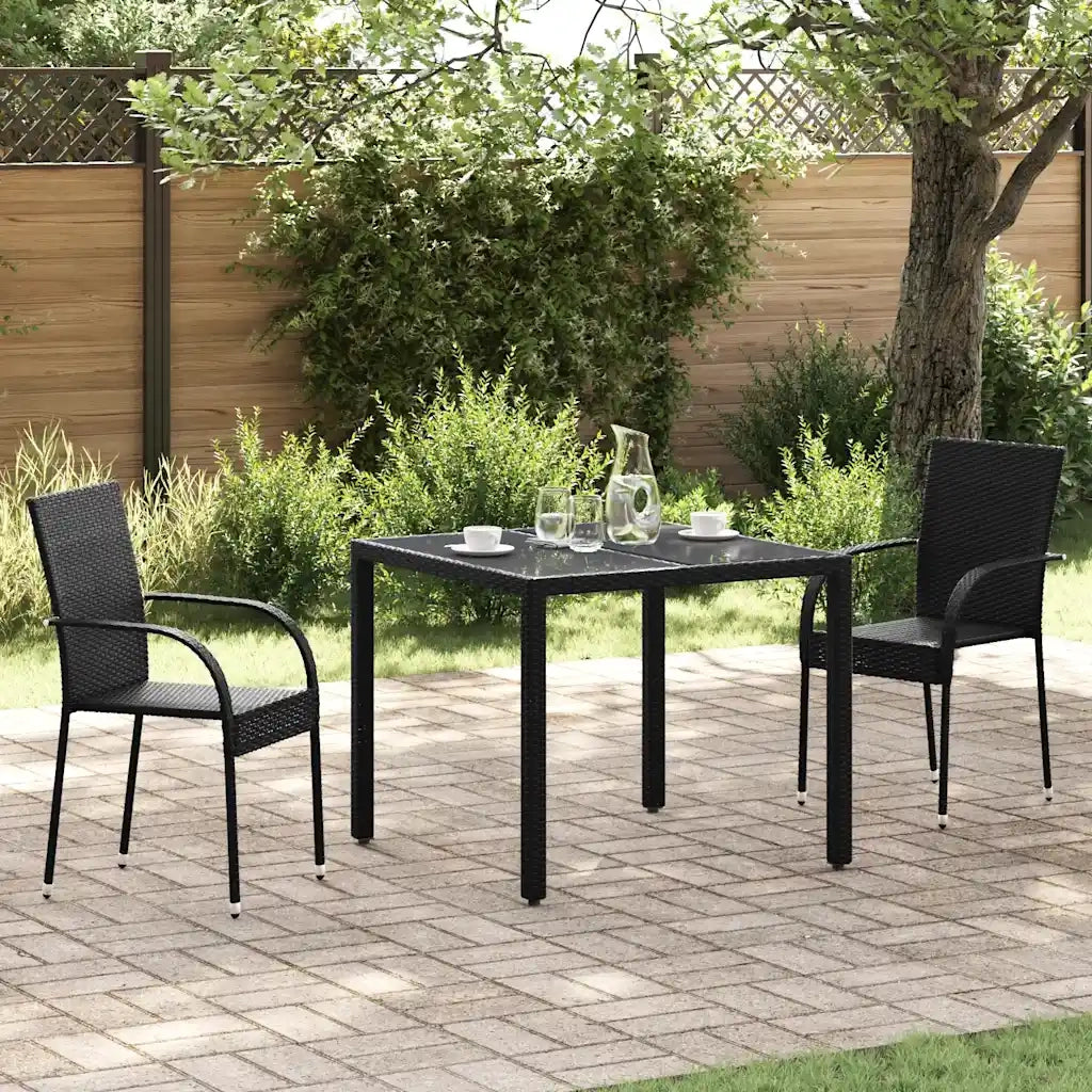 Sedie da Esterno Impilabili 2 pz in Polyrattan Nere 44238