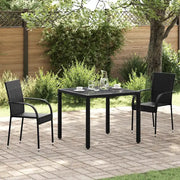 Sedie da Esterno Impilabili 2 pz in Polyrattan Nere 44238