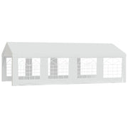 Gazebo da giardino 4x8m ¨C Xylo ¨C struttura acciaio galvanizzato bianco con 8 finestre