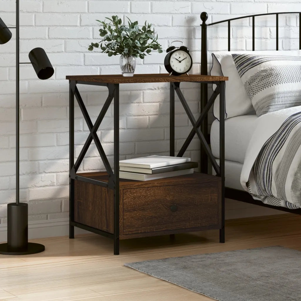 Comodino | Armadio da Notte | Mobiletto da notte Rovere Marrone 50x41x65 cm in Legno Multistrato