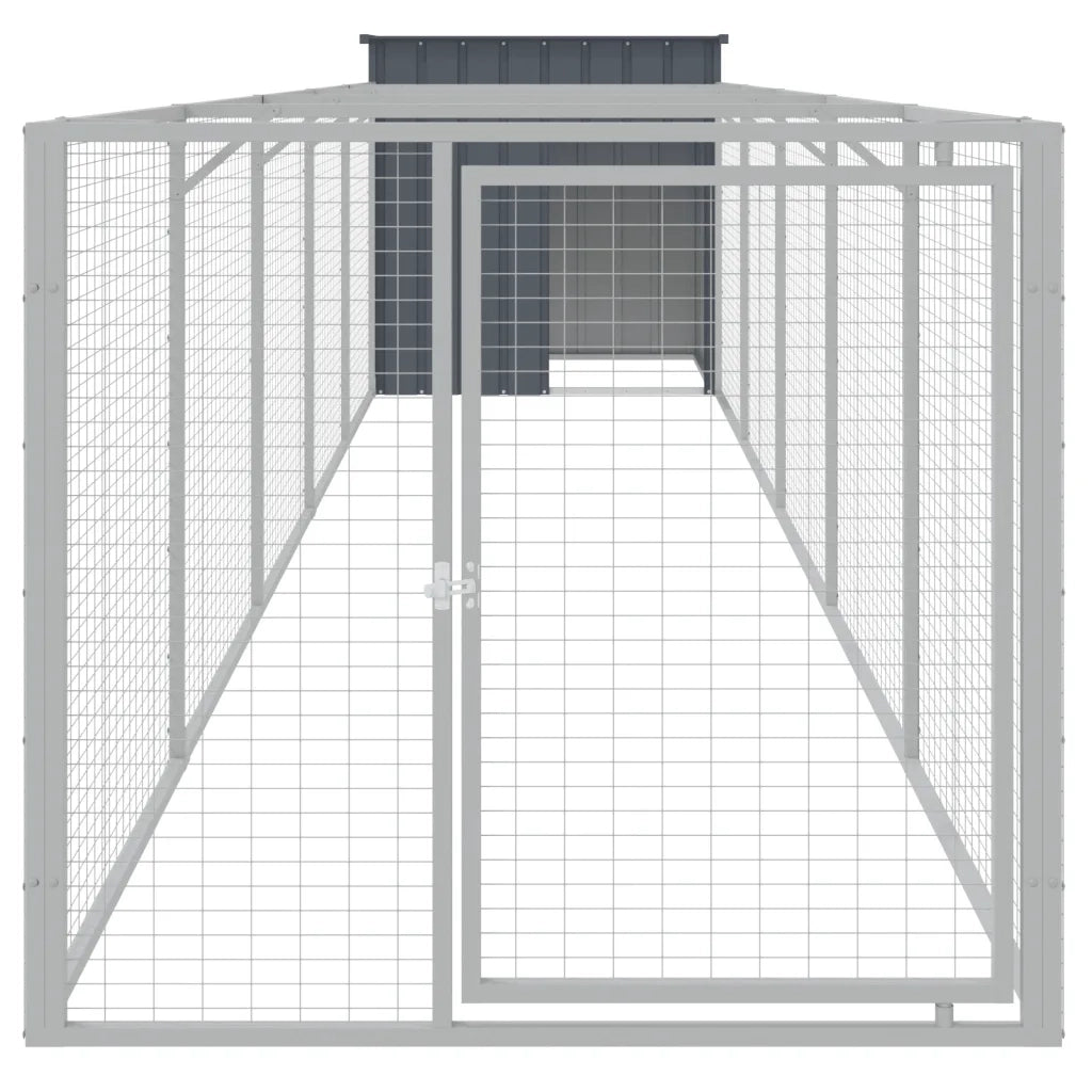 Casetta Cani con Corsa Antracite 110x609x110 cm Acciaio Zincatocod mxl 93803