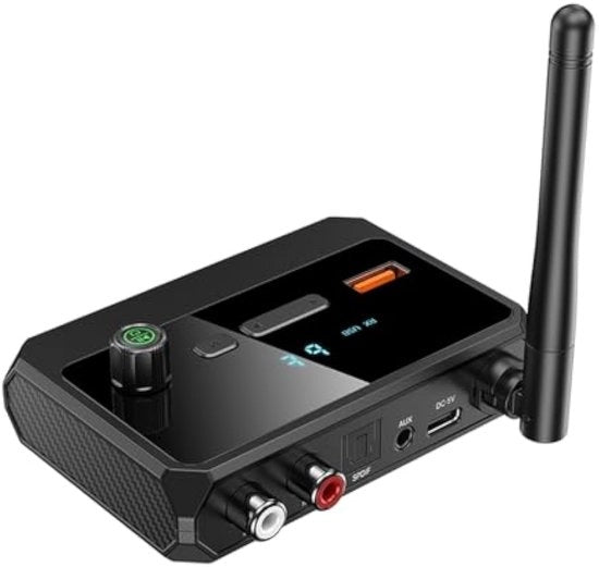 Adattatore Audio Bluetooth - Ricevitore Musica - Streaming Musica - Bluetooth 5.3 - 10 Metri di Raggio - Nero