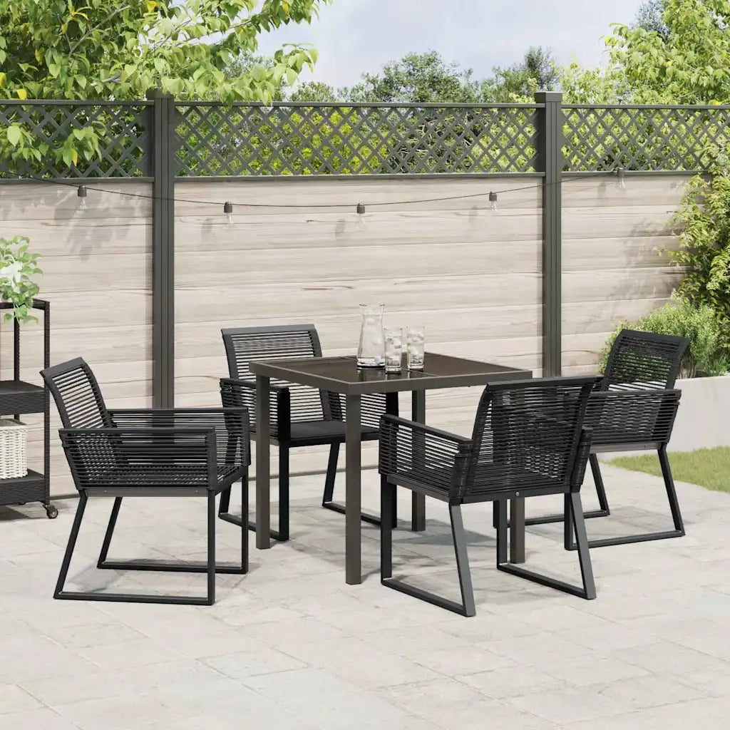 Set da Pranzo per Giardino 5 pcs Nero