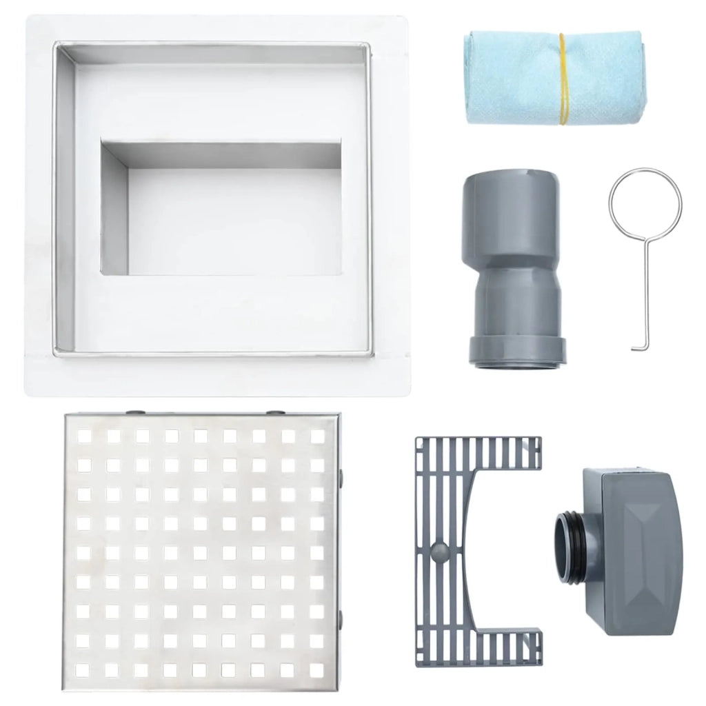 Scarico doccia a pois Argento 20 x 20 cm Acciaio Inox 304 42015935