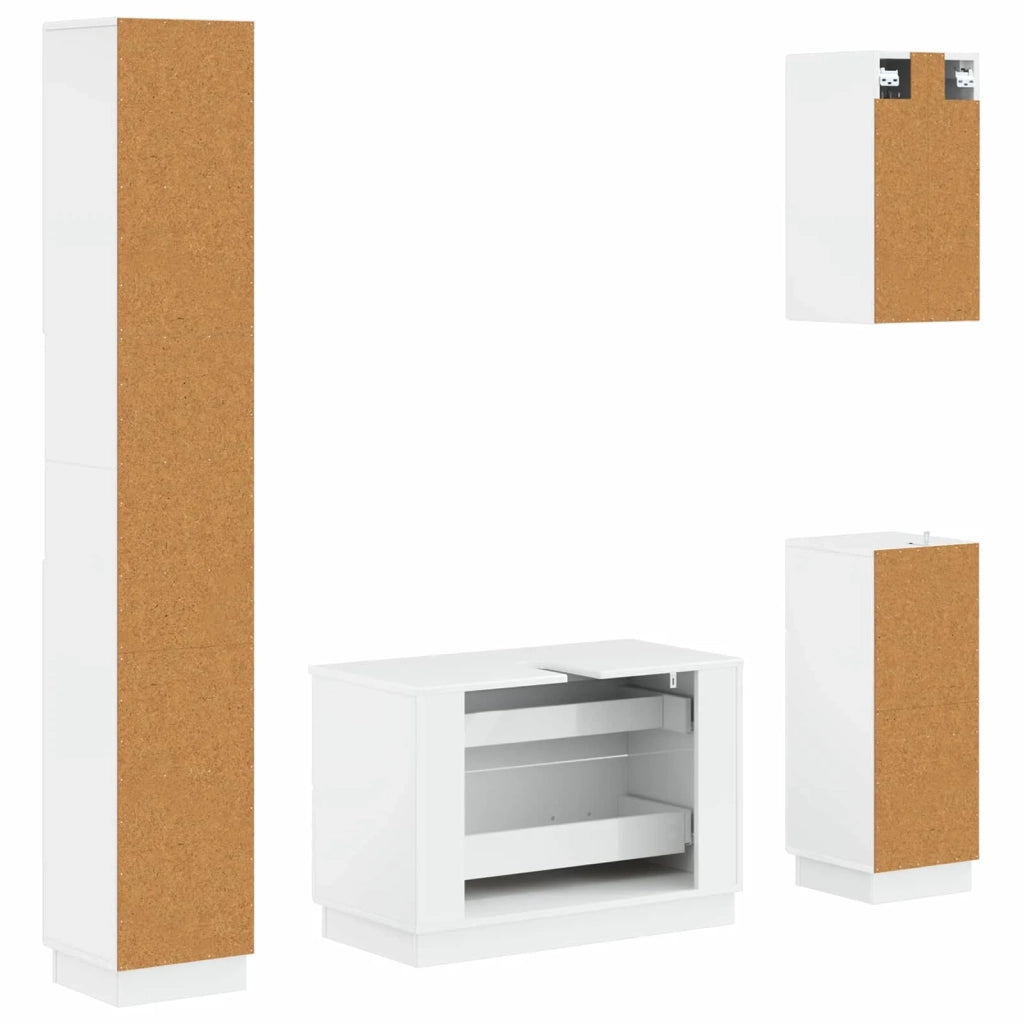Set di Mobili da Bagno da 4 Pezzi HOORN Bianco Lucido 3417958
