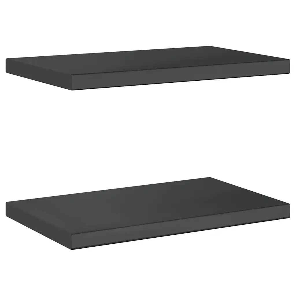 vidaXL Mensole a Muro 2 pz 50x30x3 cm Nero in Acciaio Inossidabile