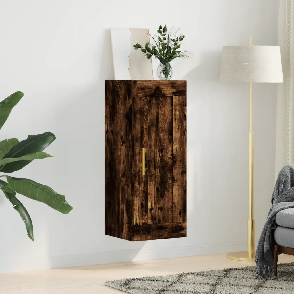 Mobile a Parete Rovere Fumo 34,5x34x90 cm in Legno Multistrato 830489