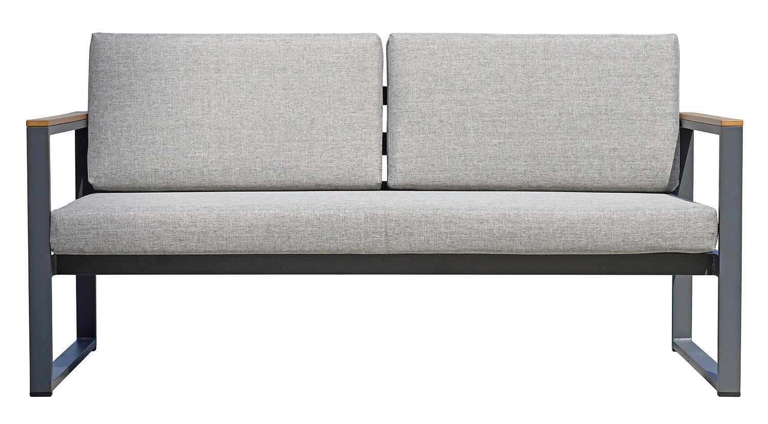 Set Salotto da Giardino Divano 2 Poltrone e Tavolino Cerveteri in Alluminio Antracite e Grigio