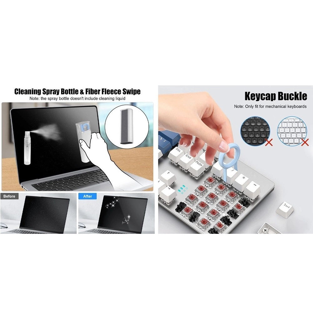 Trade Shop - Kit Pulizia Multifunzione 7in1 Per Tastiere Apparecchi Elettronici Pc Notebook -