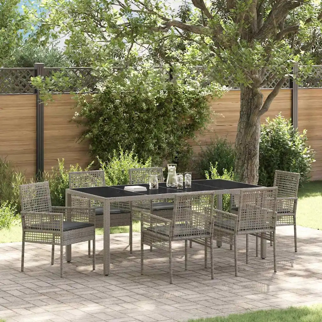 Set da Pranzo per Giardino 7 pcs Grigio polyrattan 3334875