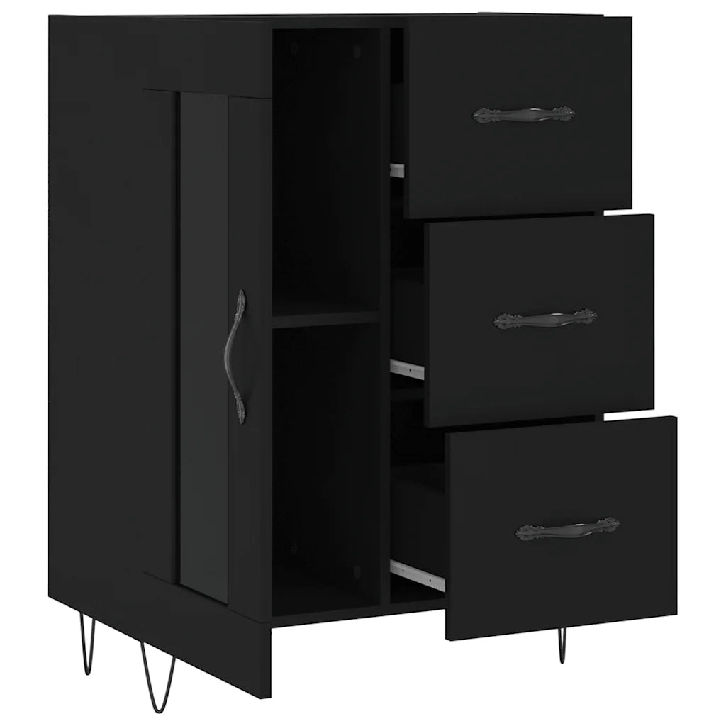 Credenza | Madia | Buffet da pranzo | Armadio da pranzo Nera 69,5x34x90 cm in Legno Multistrato