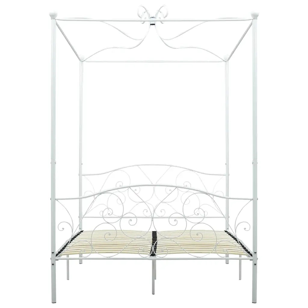 Letto a Baldacchino Bianco in Metallo 140x200 cm 284471