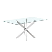 Tavolo da pranzo CRISTELIA – 160x90 cm – Piano in vetro – Gambe in metallo cromato – Design elegante e luminoso