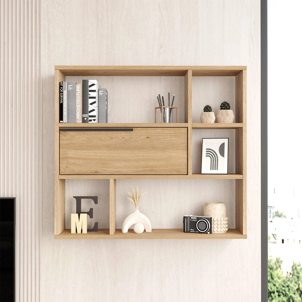 Mensola da parete in legno "Calvin" - 90 x 22 x 81 cm - Marrone