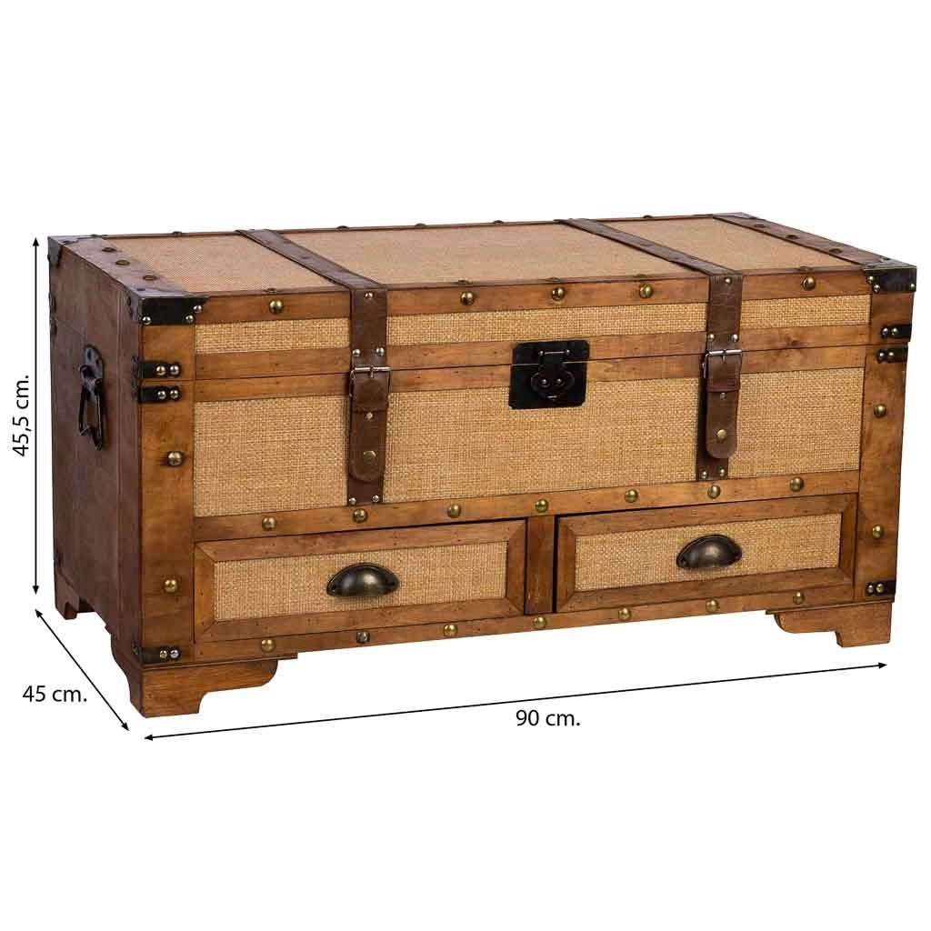 Baule in legno marrone 90x45x45,5