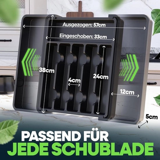 Organizzatore di Cucina in Plastica - 50 cm -  Organizzatore di Caricamento - Supporto per Cucina - Organizzatore di Cucina - Materiale in Plastica - Regolabile