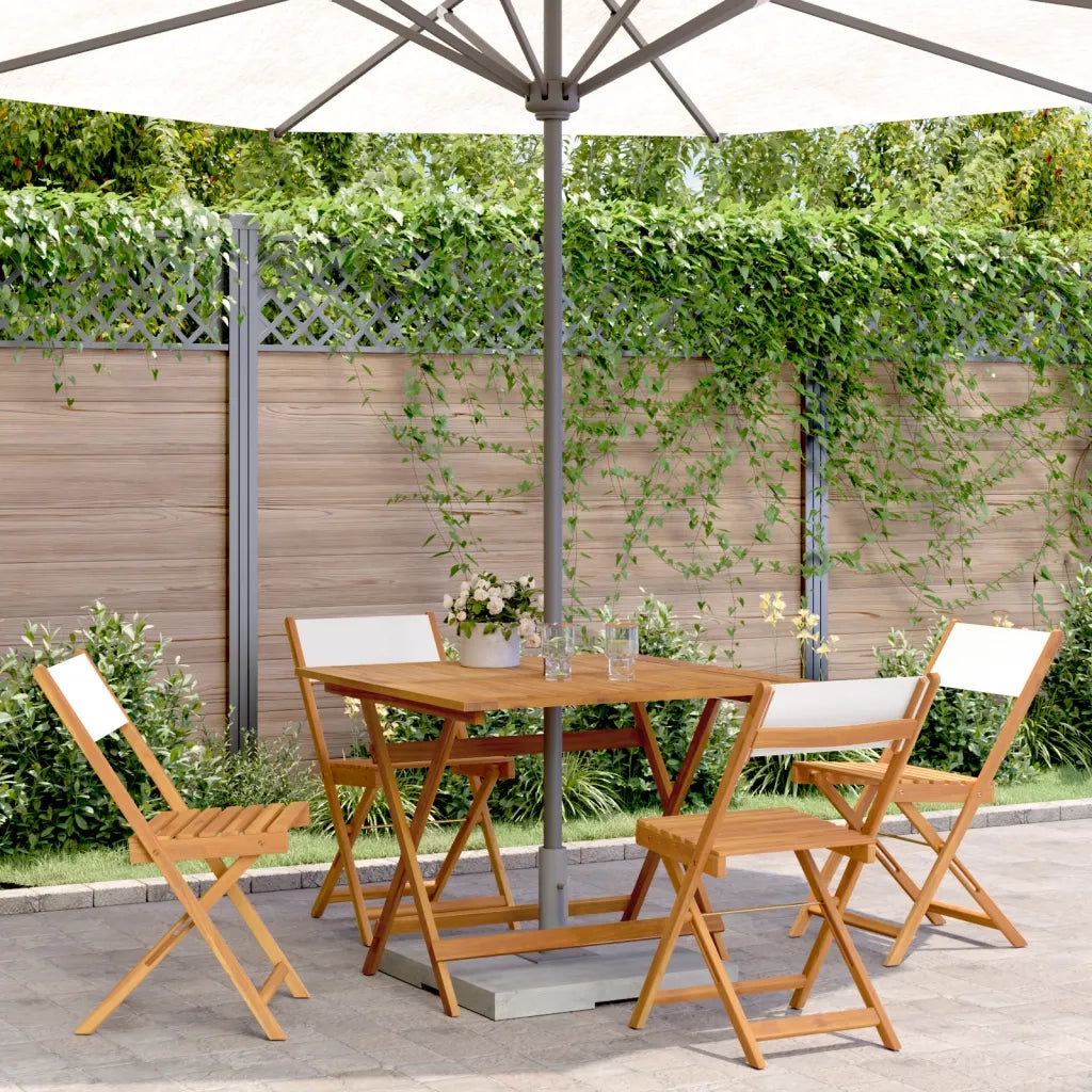 Set Pranzo da Giardino 5pz Crema in Tessuto e Legno Massello 3281784
