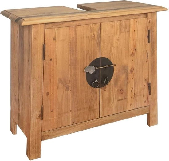 Vasca Bagno in Legno - Cassetto Spogliatoio Sospeso Sulle Toilette - Realizzato in Legno Massello con 2 Porte