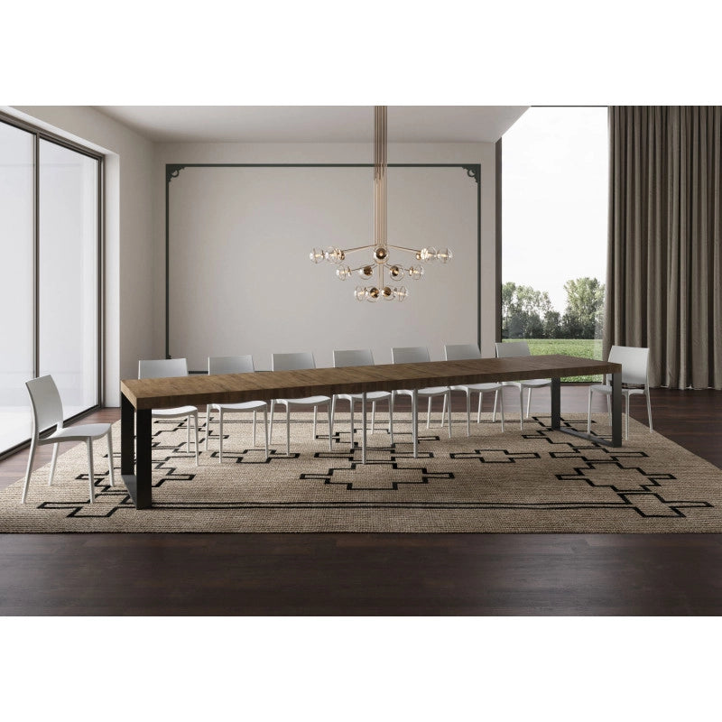 Tavolo allungabile 200/460x90 cm Tecno Premium telaio Antracite - Noce
